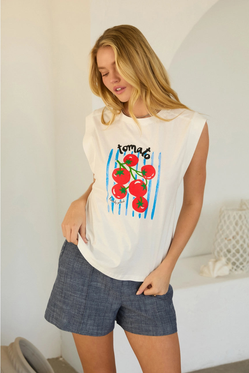 Tomato Graphic Embroidered Tee