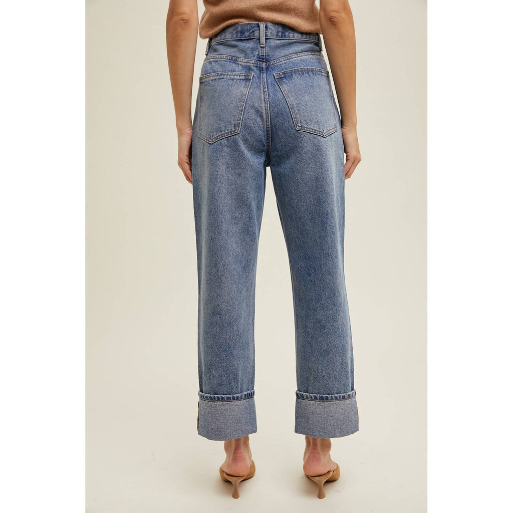 Cuffed Boyfriend Denim Pants