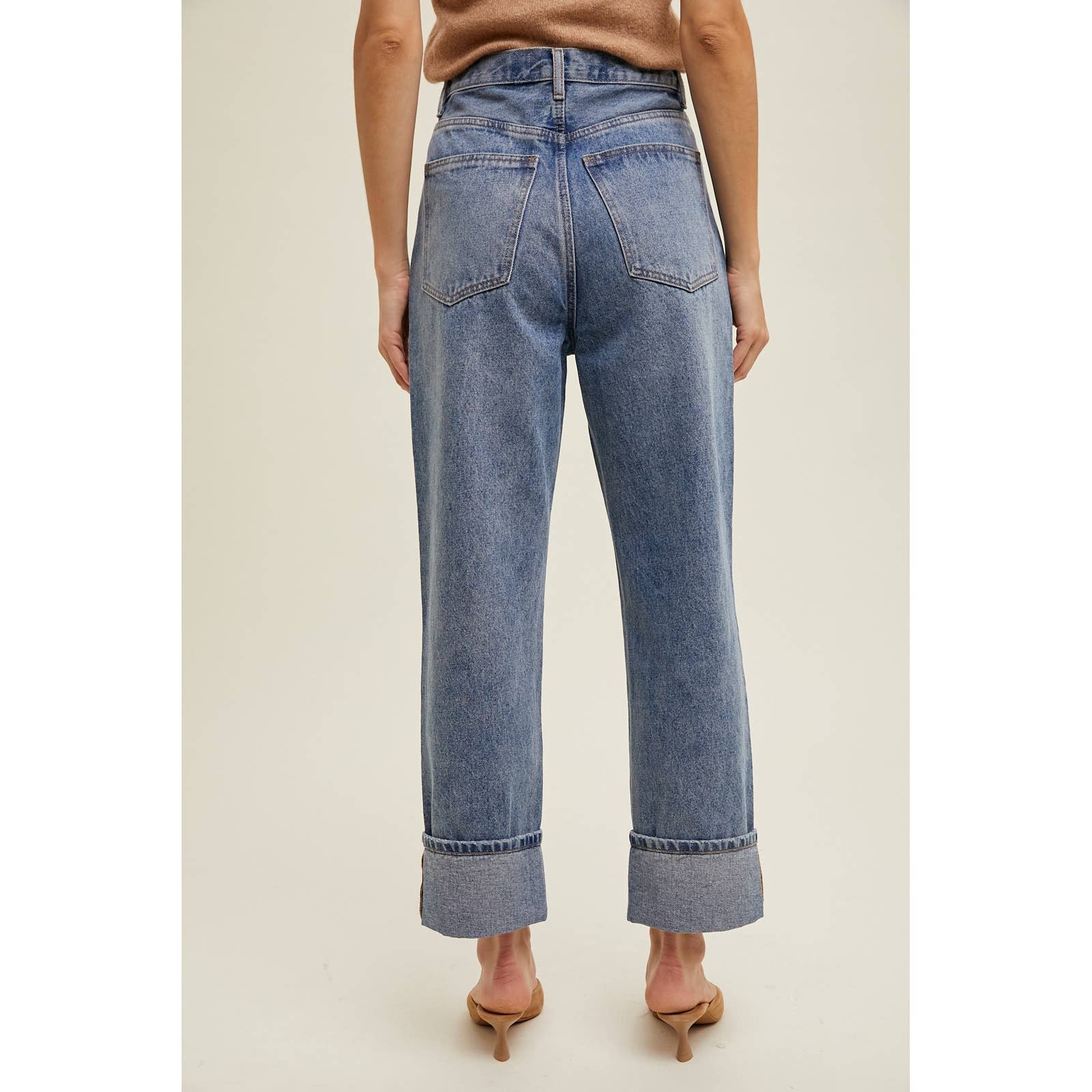 Cuffed Boyfriend Denim Pants