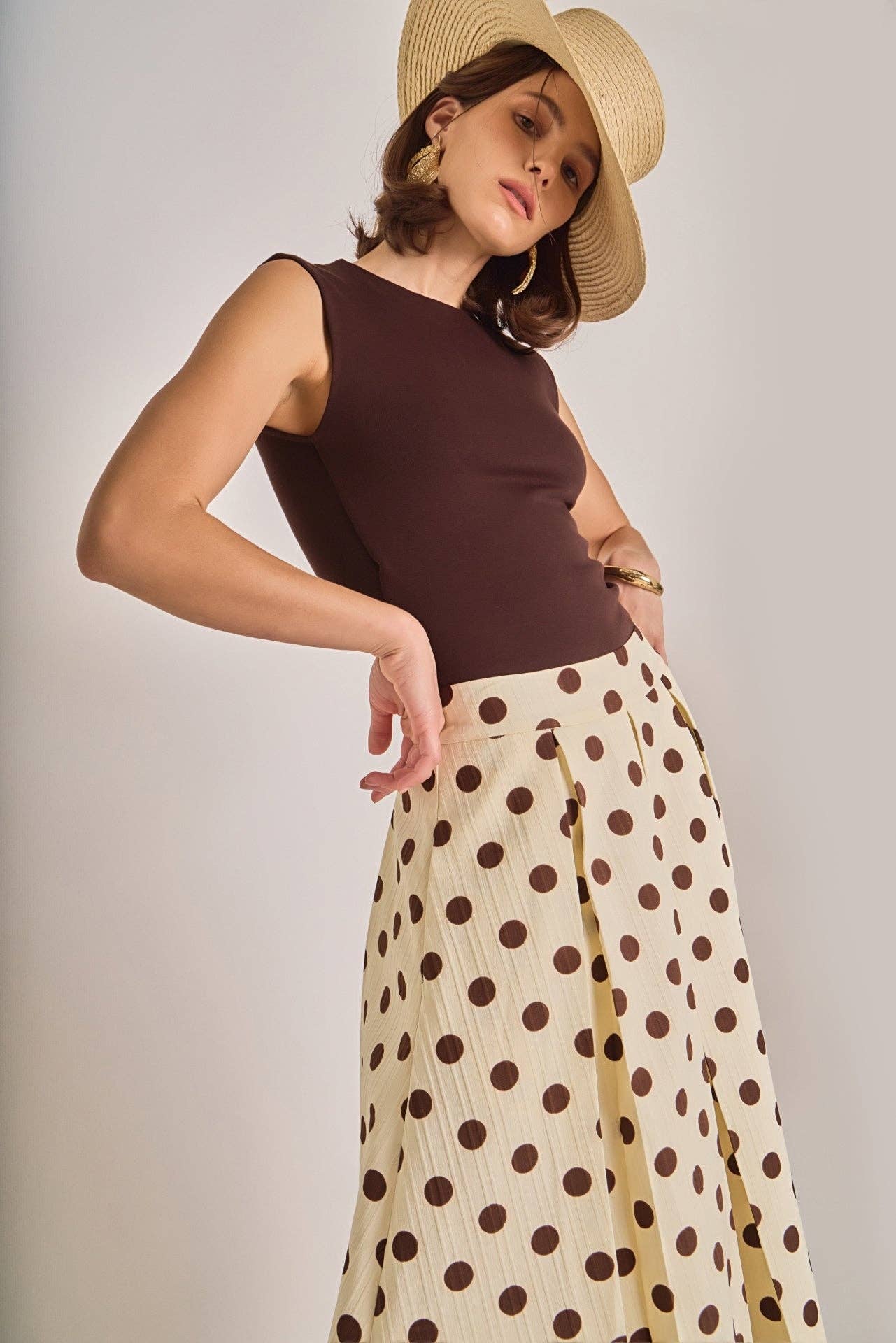 Polka Dot Midi Full Skirt