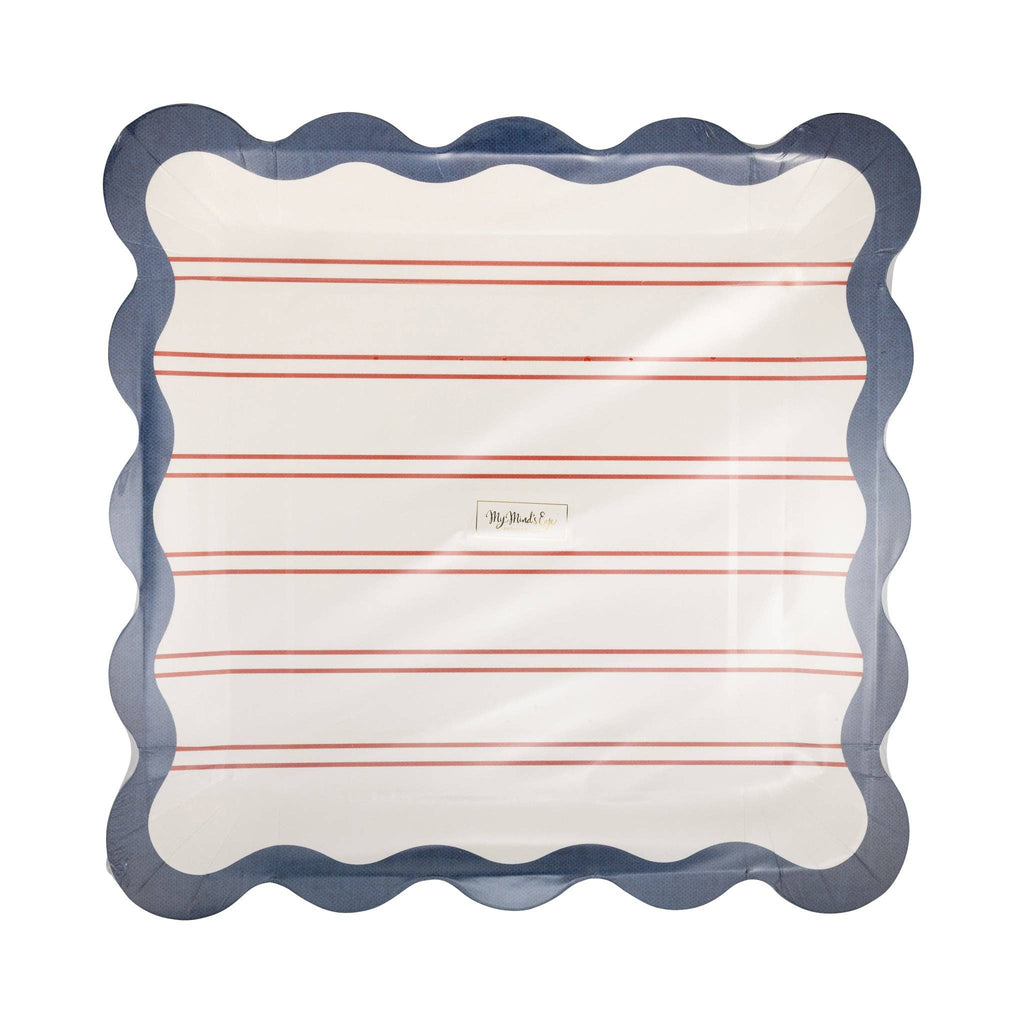 Red Stripes Paper Plate Set