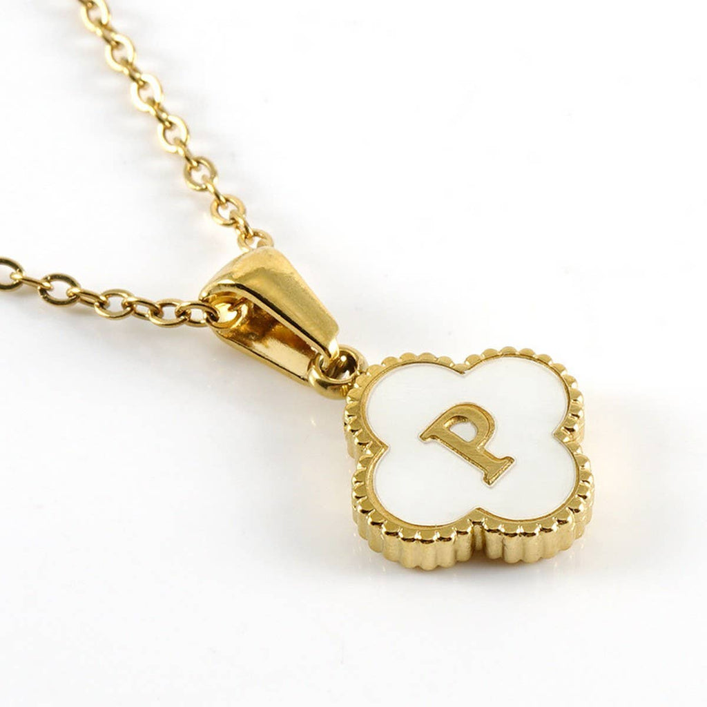 Four Leaf Clover Initial Necklaces