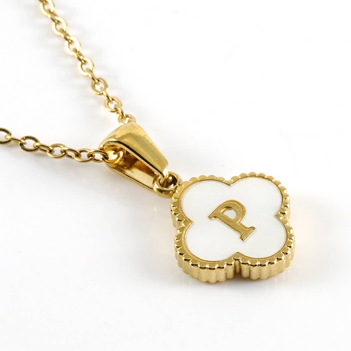 Four Leaf Clover Initial Necklaces