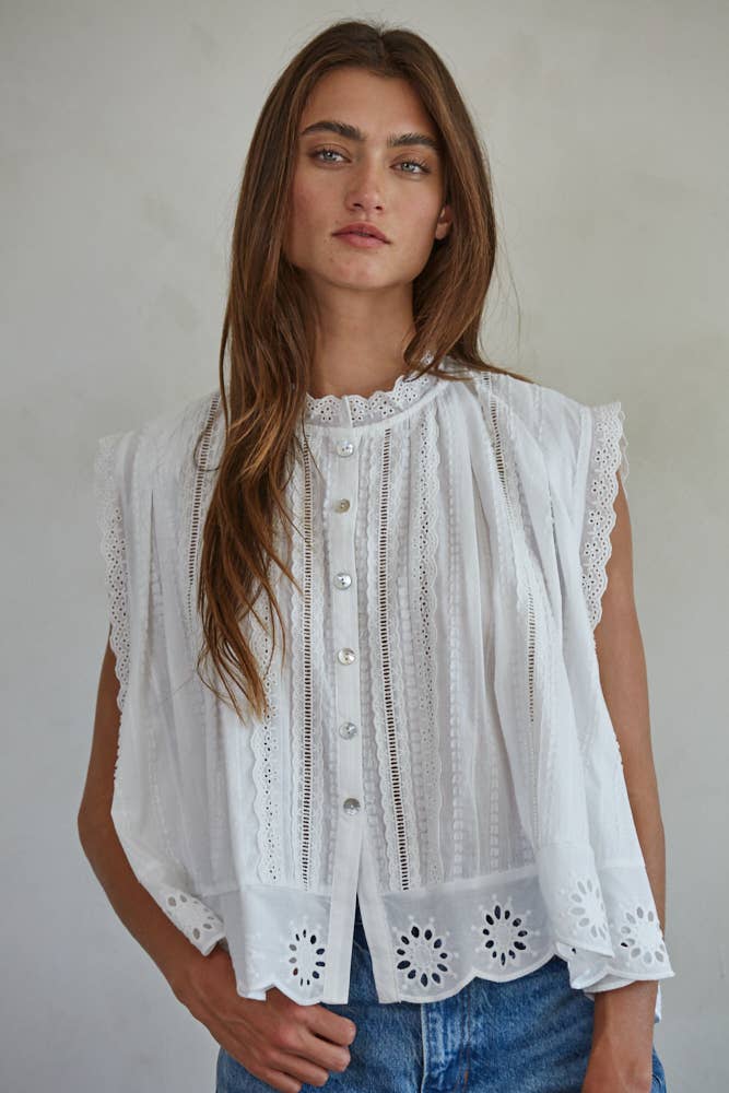 Eyelet Buttondown Top