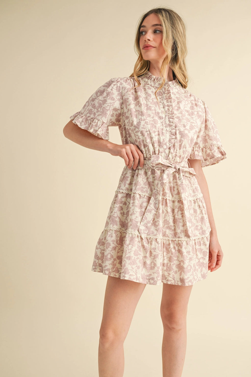 Ruffled Floral Mini Dress