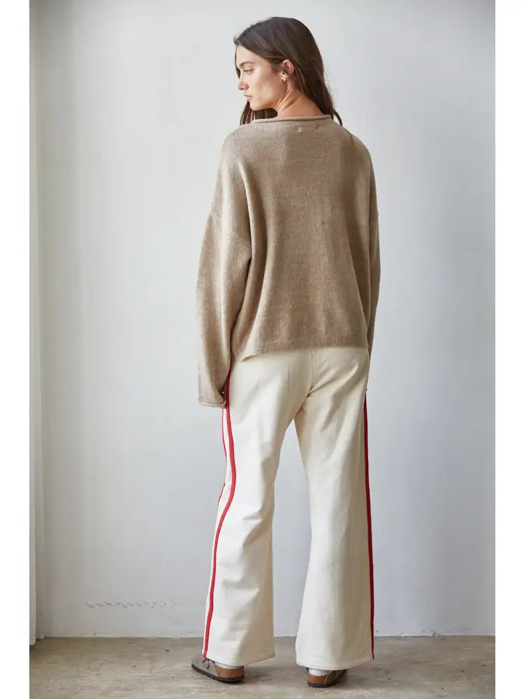 Half Button Round Neck Long Sleeve