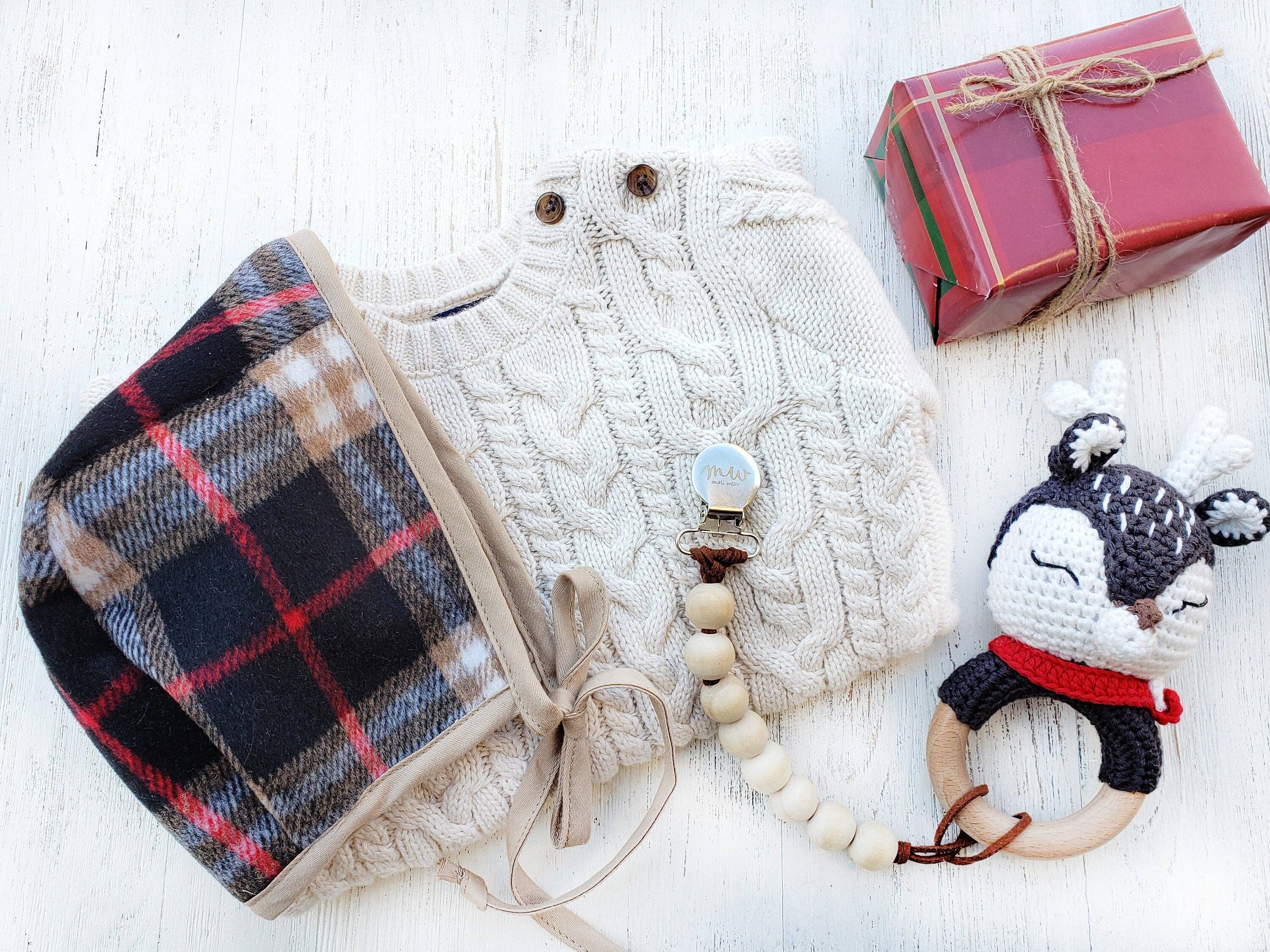 Christmas Plaid Baby Bonnet