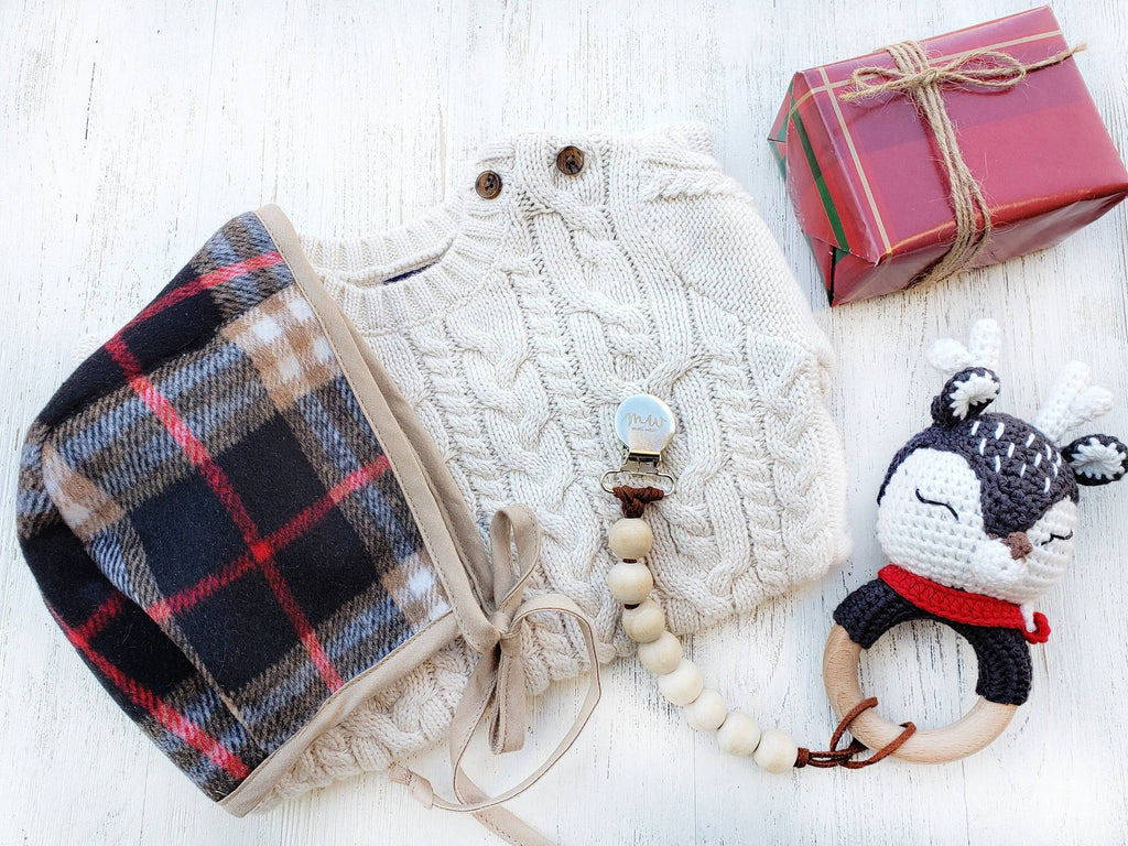 Christmas Plaid Baby Bonnet