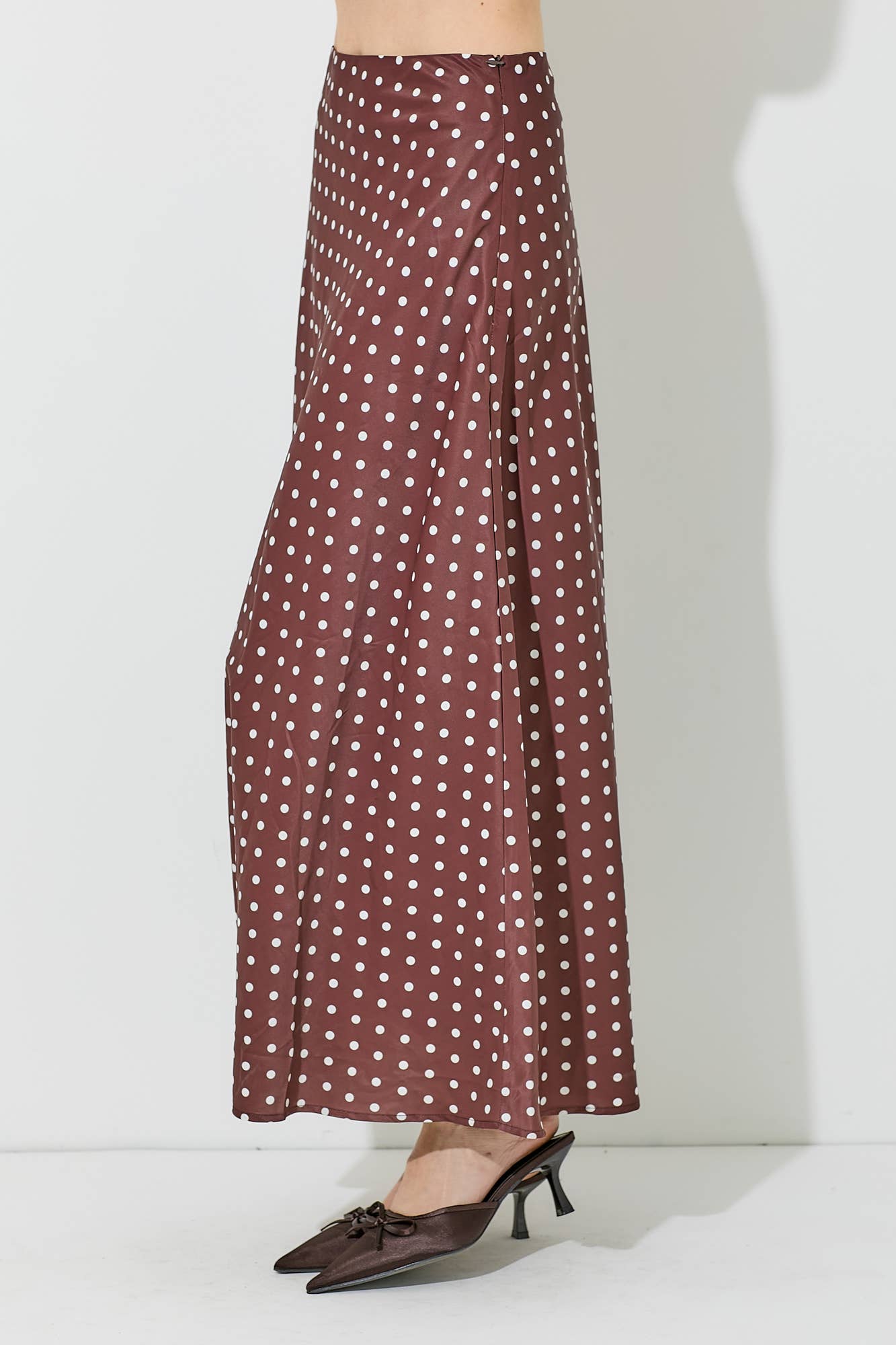 Polka Dot Print Midi Skirt
