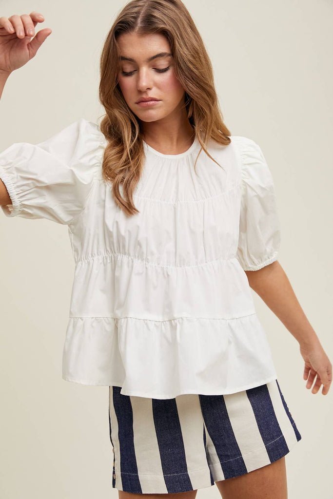 Poplin Puff Sleeve Blouse