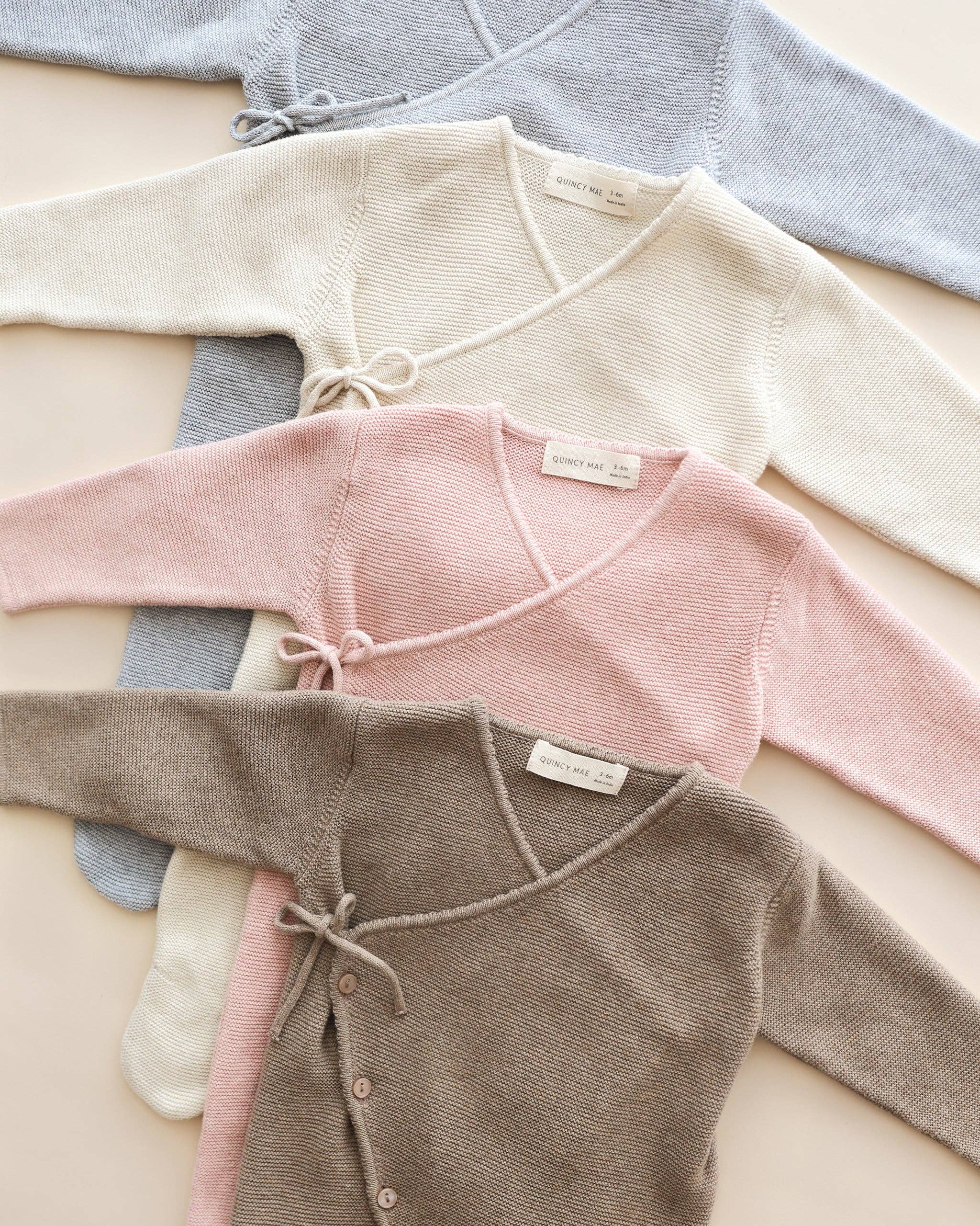 Heathered Natural Wrap Knit Footie