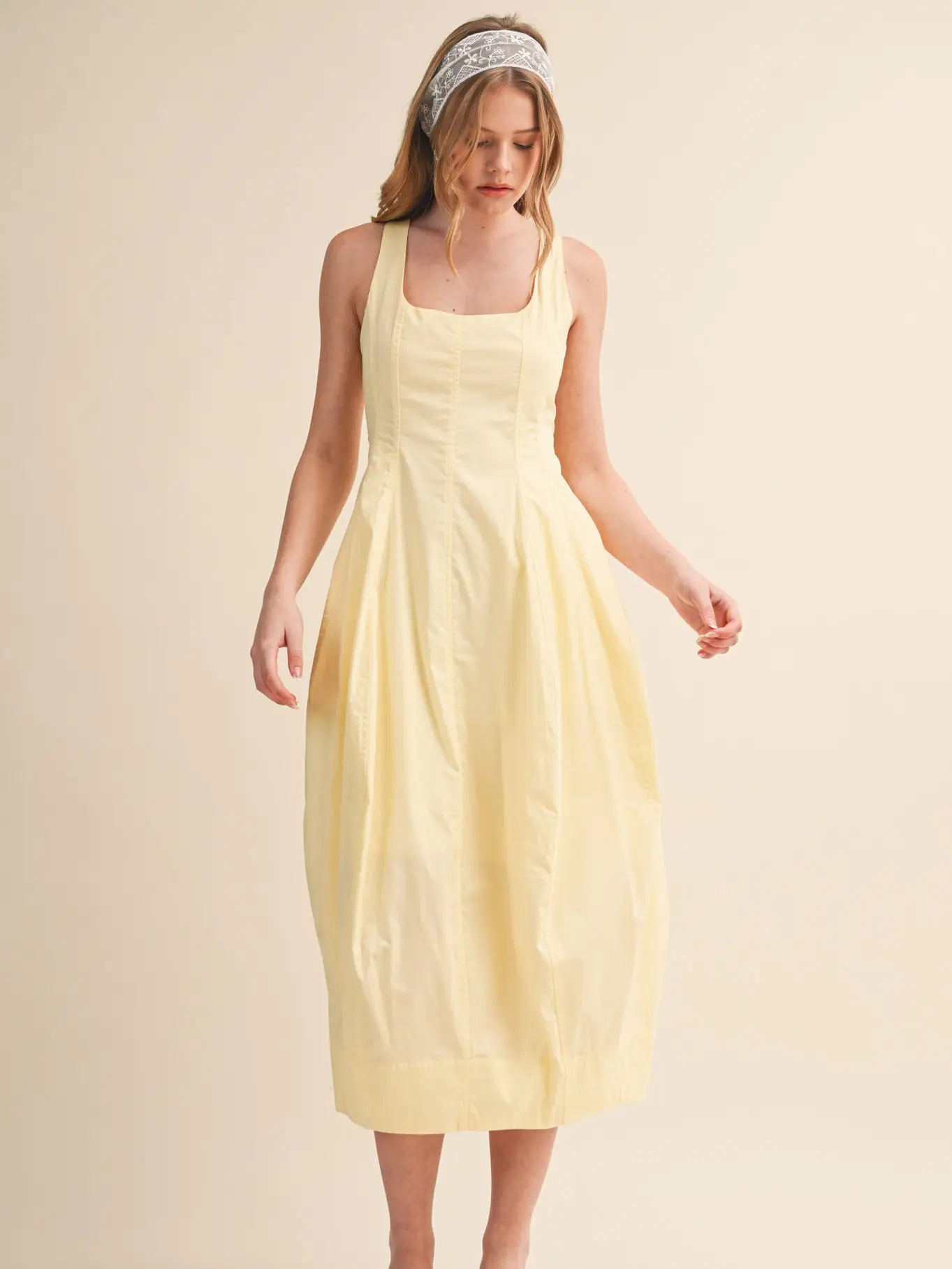 Yellow Tulip Hem Midi Dress