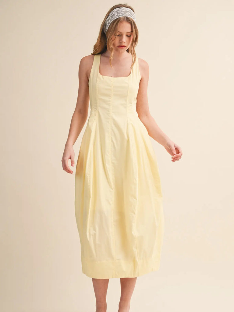 Yellow Tulip Hem Midi Dress