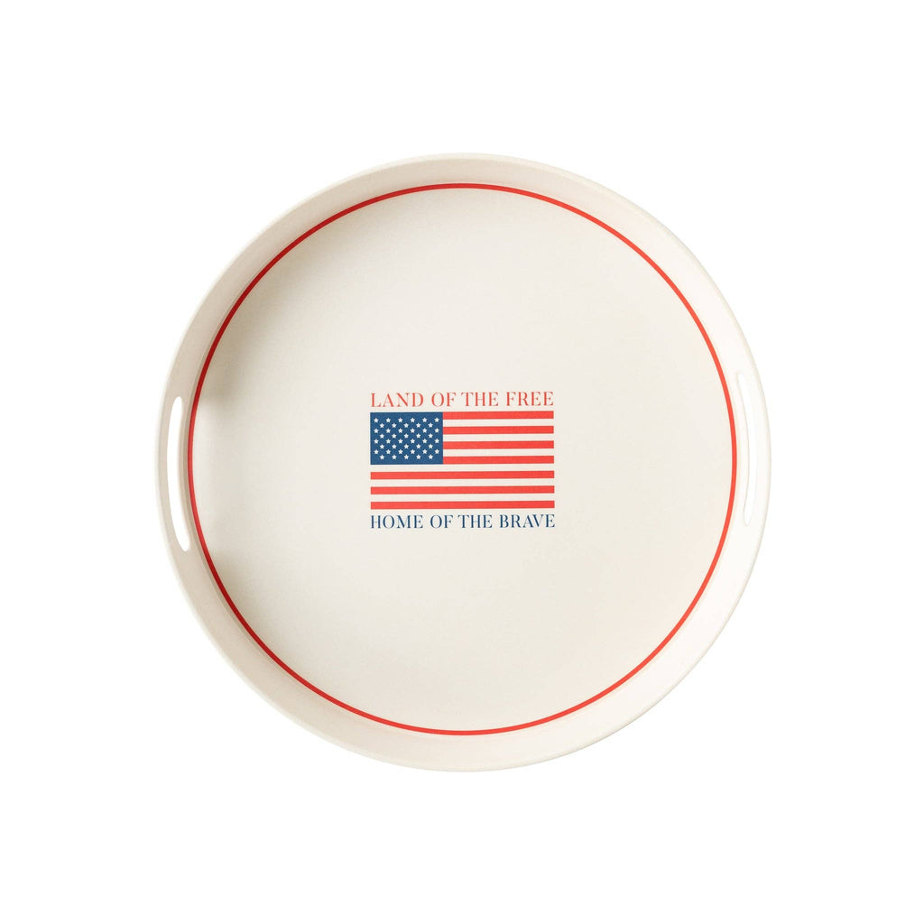 Land of the Free Reusable Bamboo Round Serving Tray