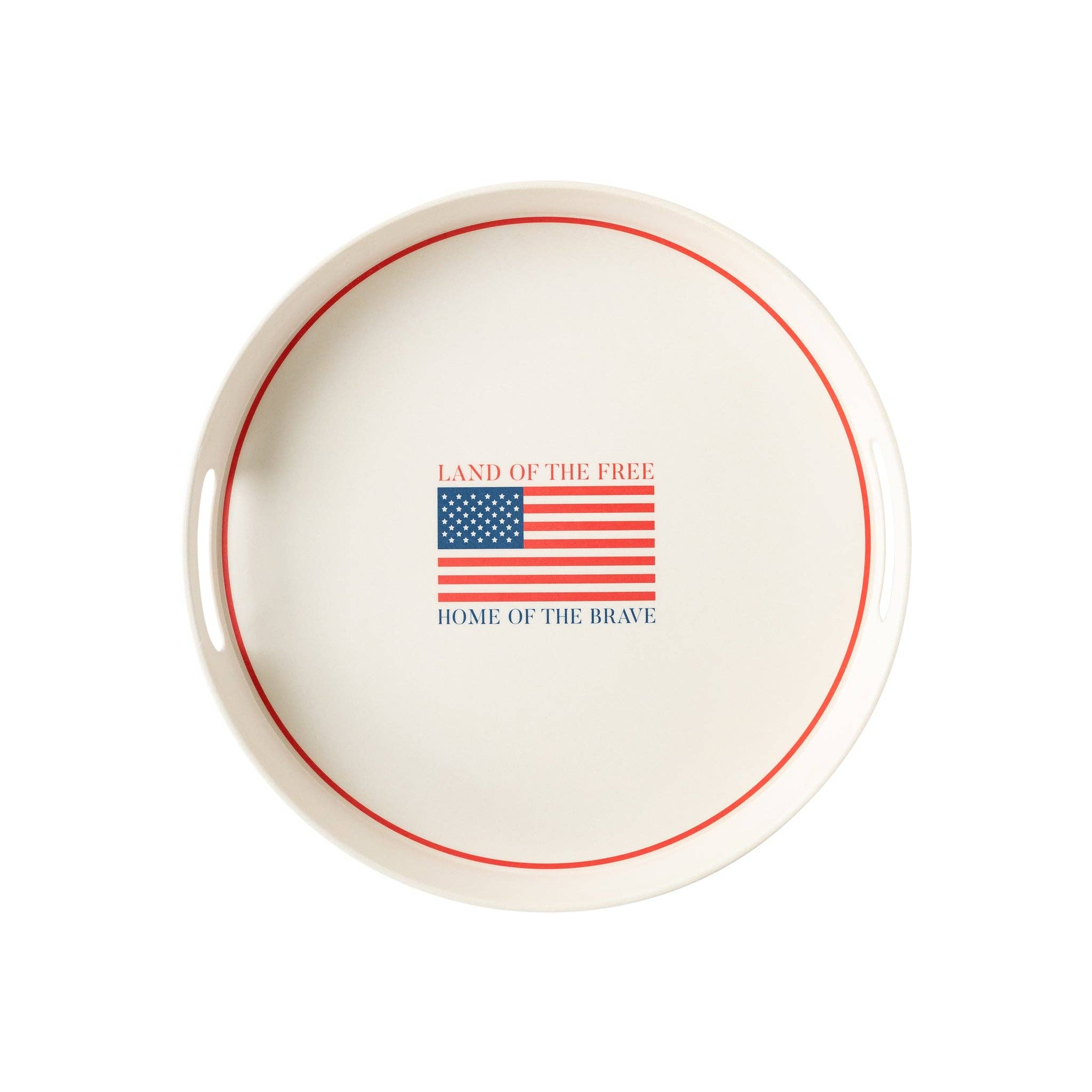 Land of the Free Reusable Bamboo Round Serving Tray