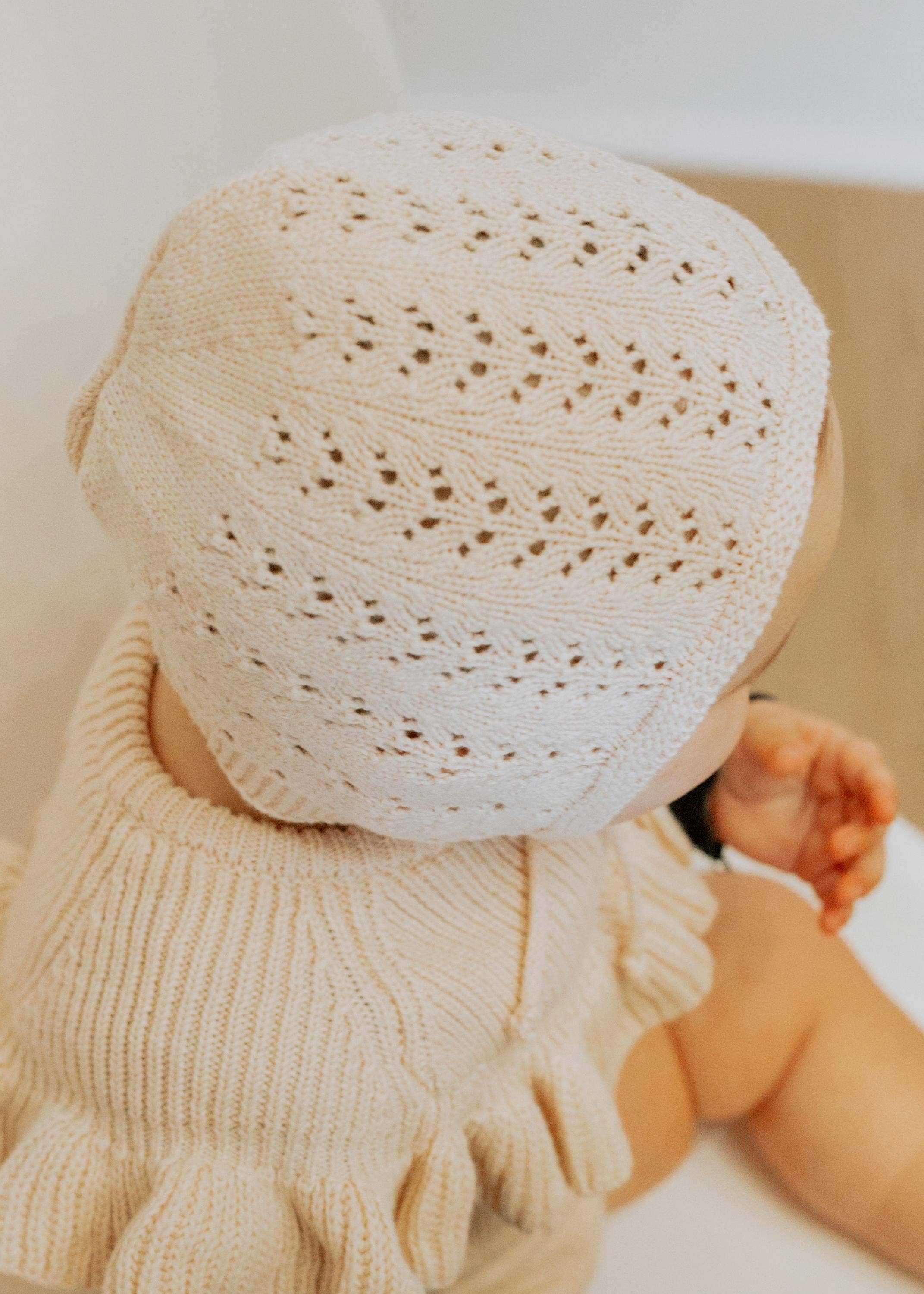 Jamie Knit Bonnet Cotton Lace Hat