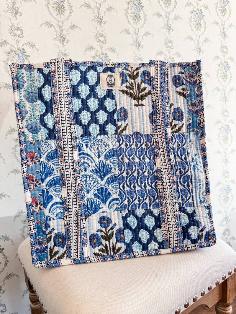 Blue City Quilted Tote Bag