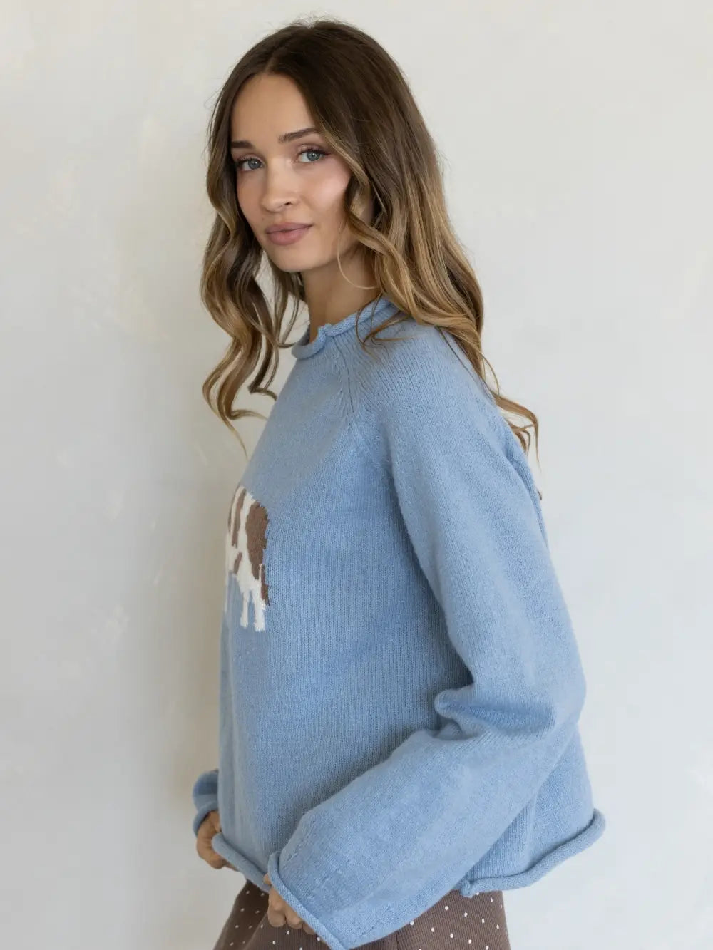 Cow Sweater in Dusty Blue