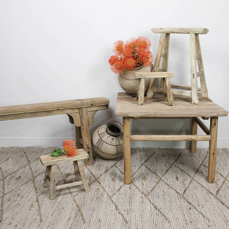 Hokkaido Foot Stool, Elm Wood