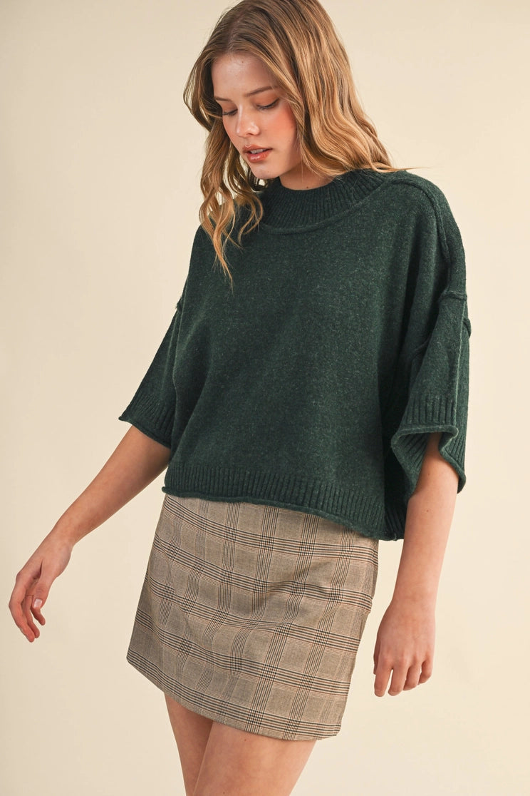 Mock Neck Sweater in Forest Green