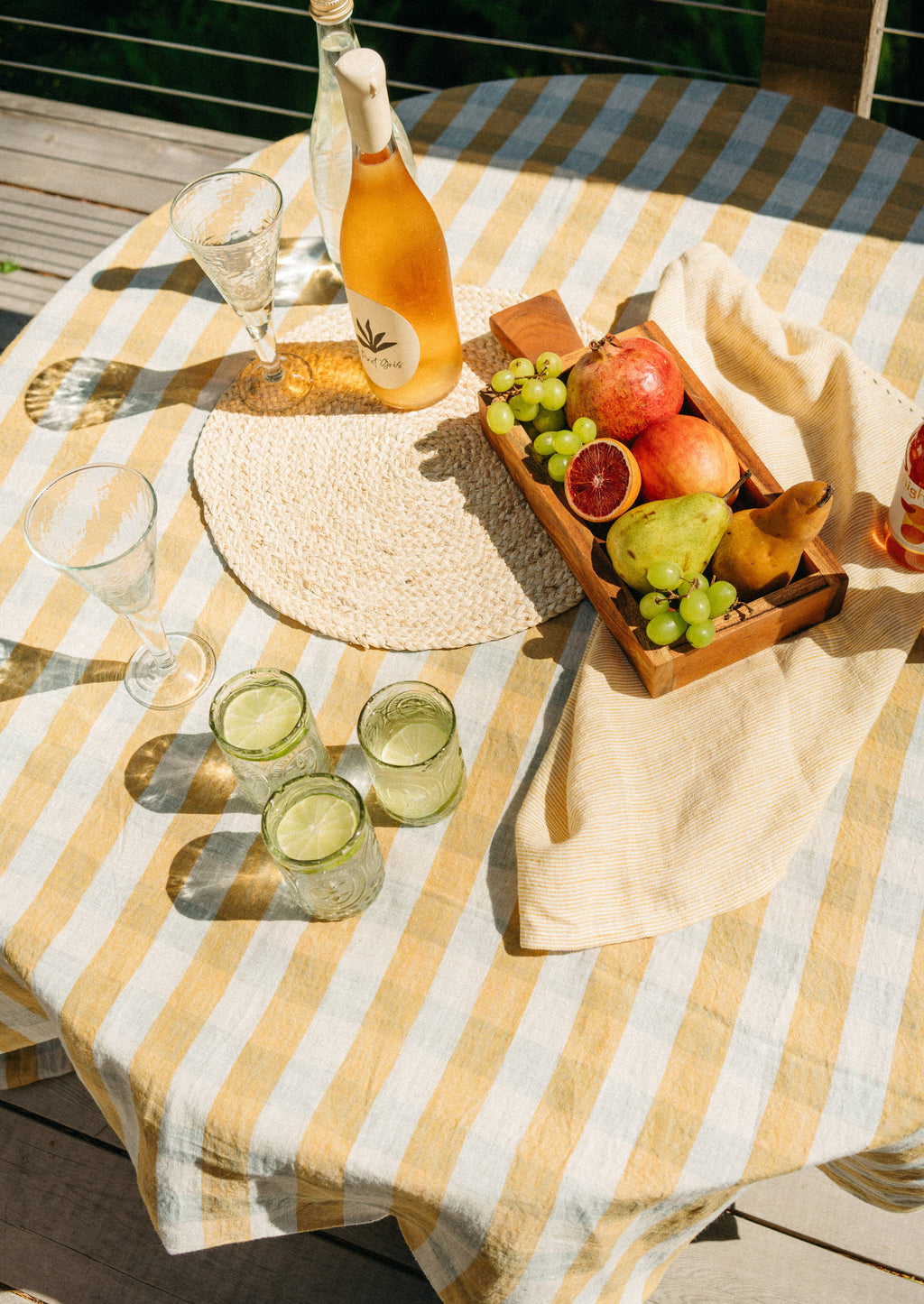 Linen Gingham Tablecloth Yellow