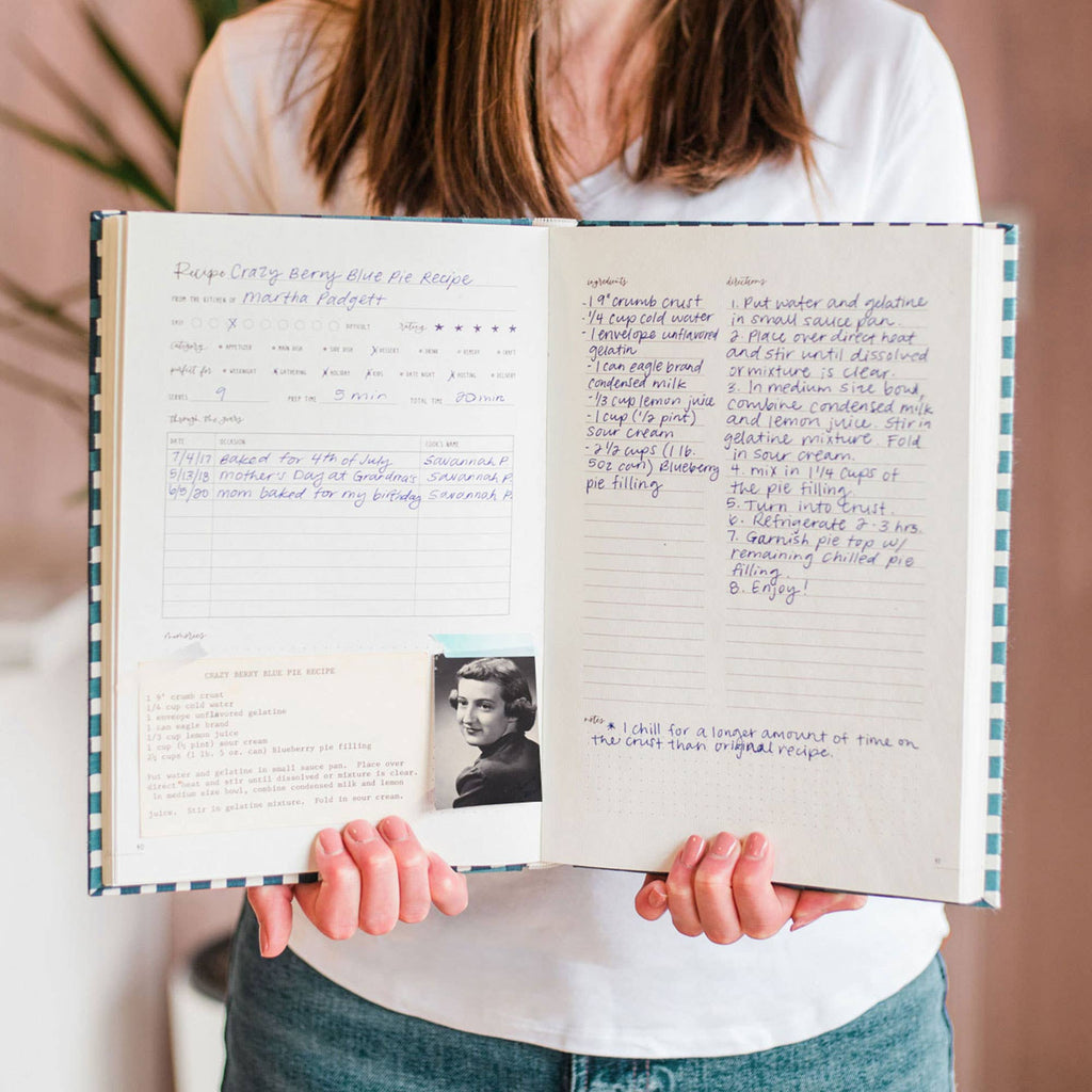 Navy Gingham Heirloom Recipe Book