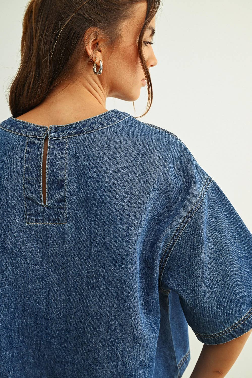 Round Neck Denim Top