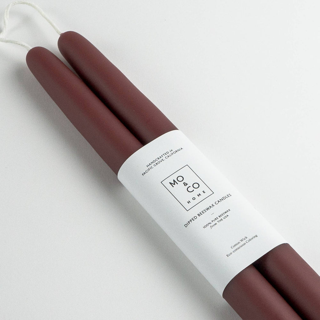 Burgundy Dipped Beeswax Taper Candles