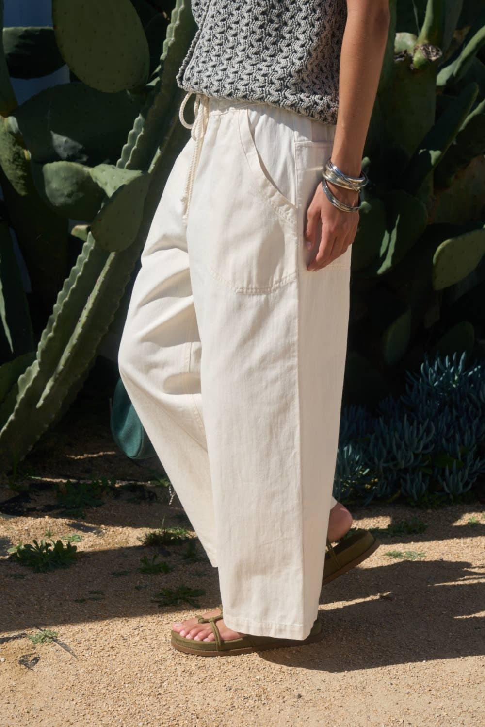 Drawstring Wide Leg Casual Pants