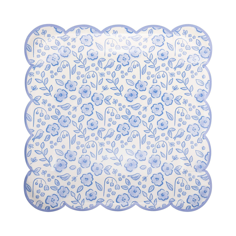 Blue Floral Paper Plate