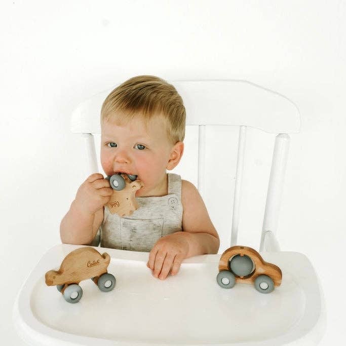 Car Silicone & Beechwood Teether Toy