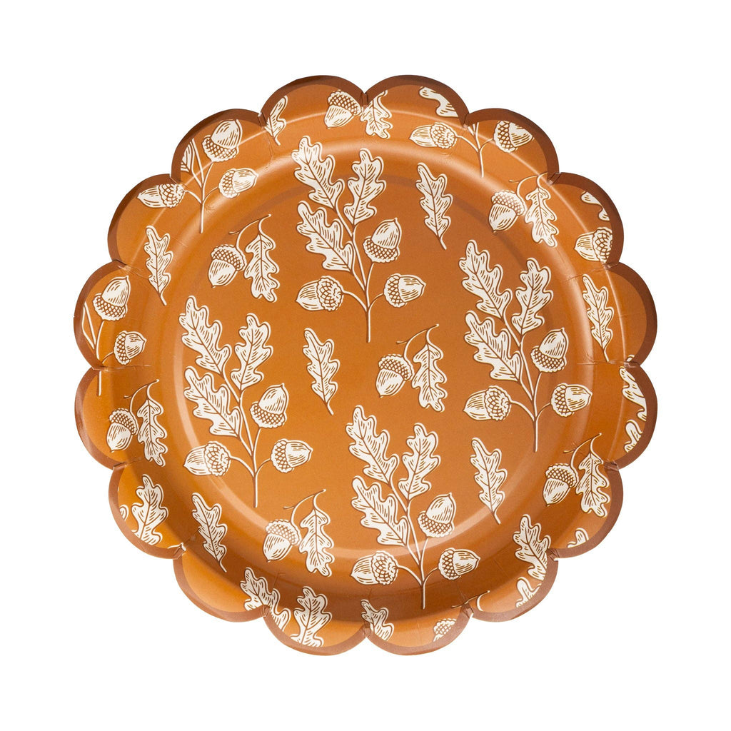 Acorns Scalloped Circle Paper Plate