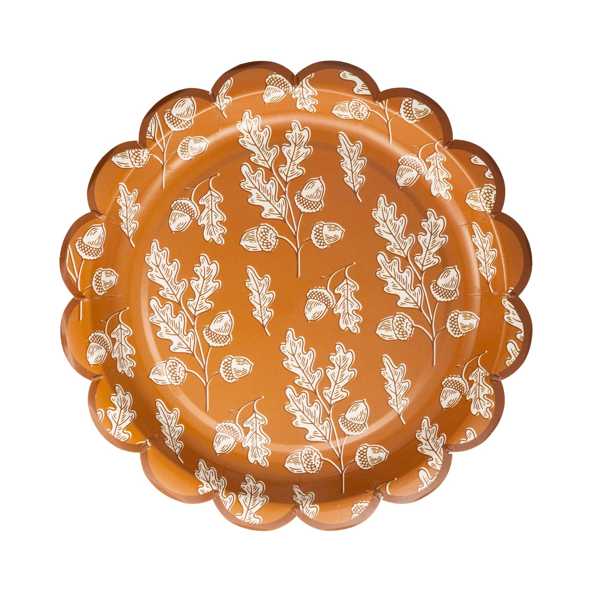 Acorns Scalloped Circle Paper Plate