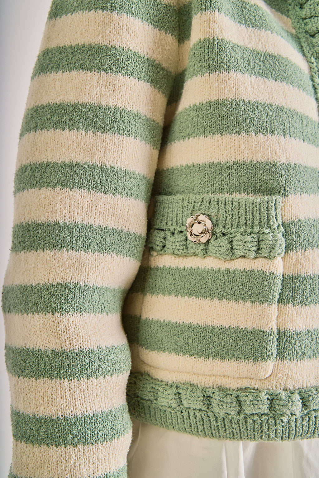 Braided Stripe Collar Cardigan