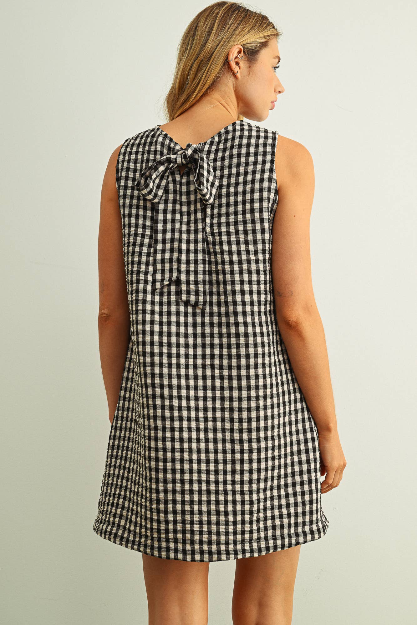 Gingham Open Back Dress