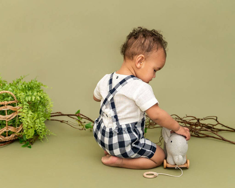 Raphael Checker Gingham Romper + Shirt Set (Organic Cotton)