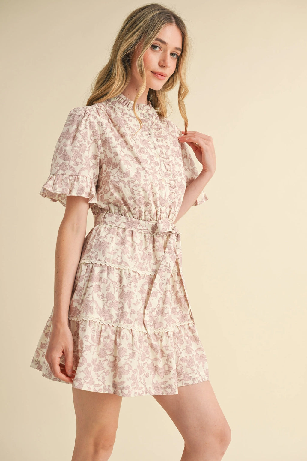 Ruffled Floral Mini Dress