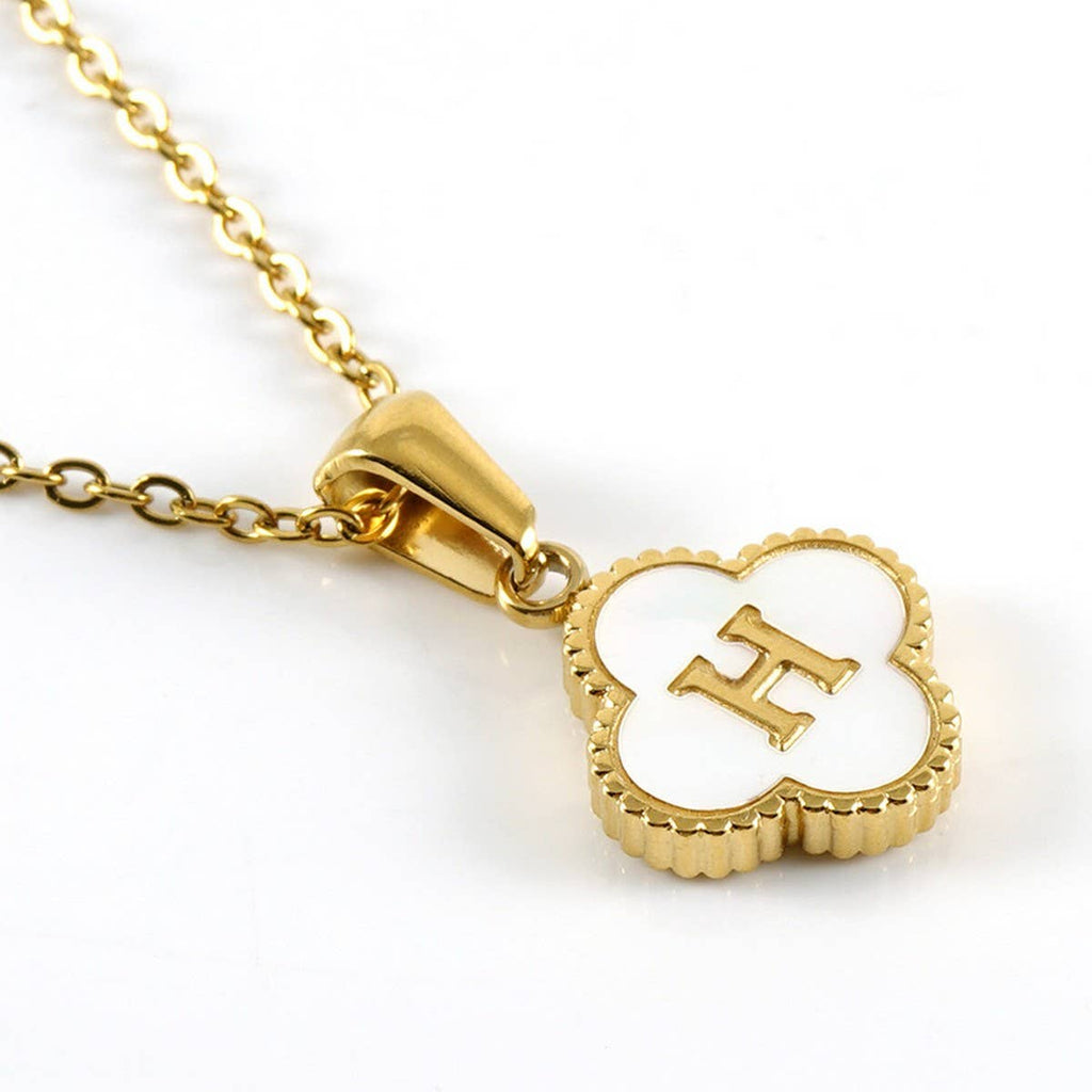 Four Leaf Clover Initial Necklaces