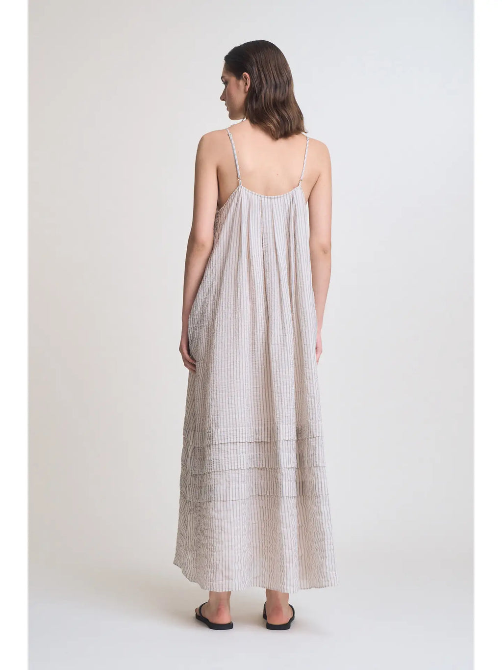 Stripe Pleat Tuck Dress