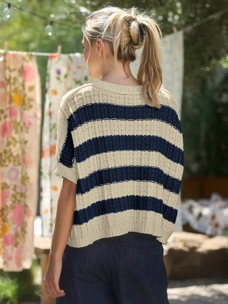 Stripe Cable Knit Sweater