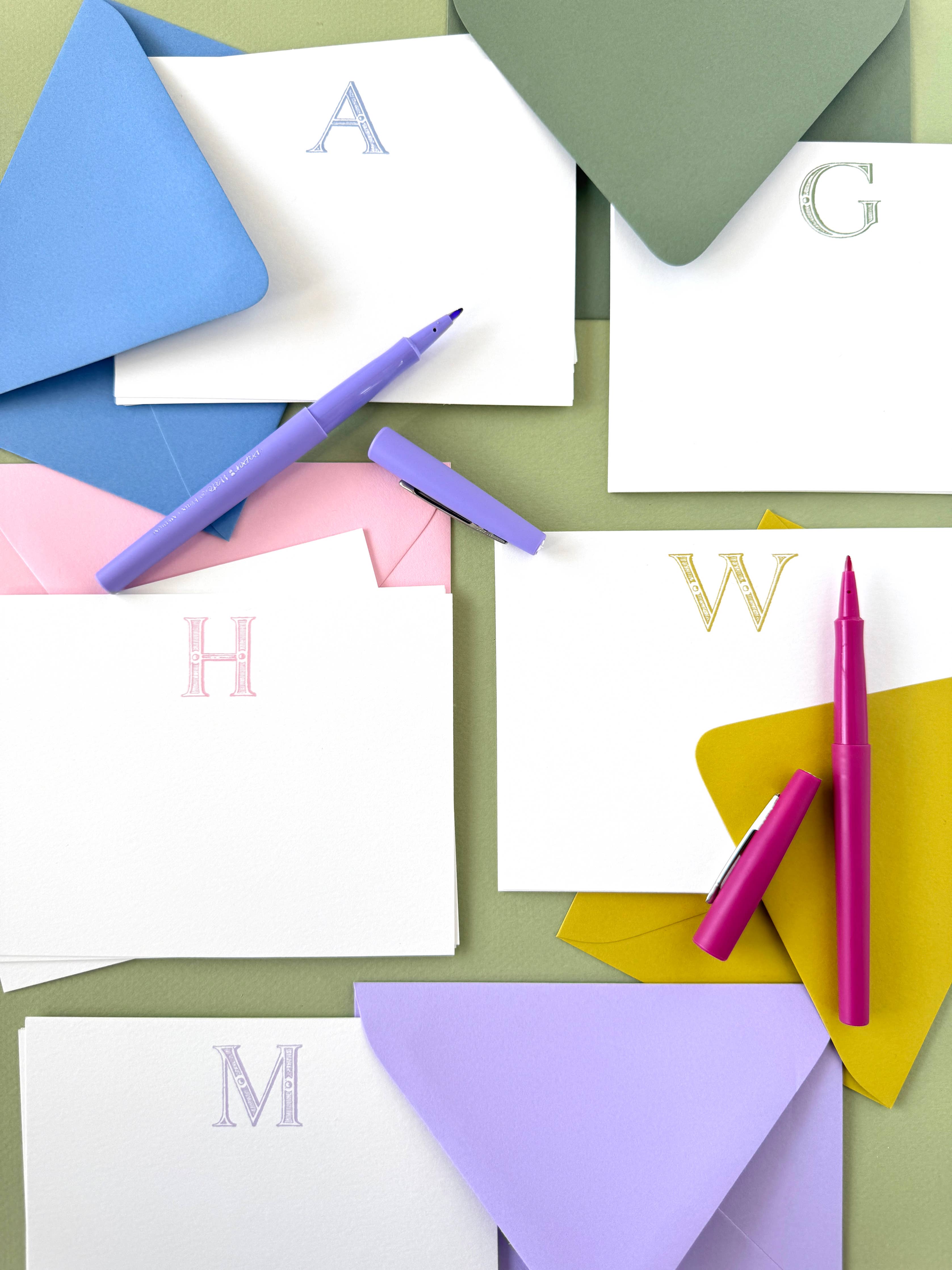Blue Antique Letter Note Cards