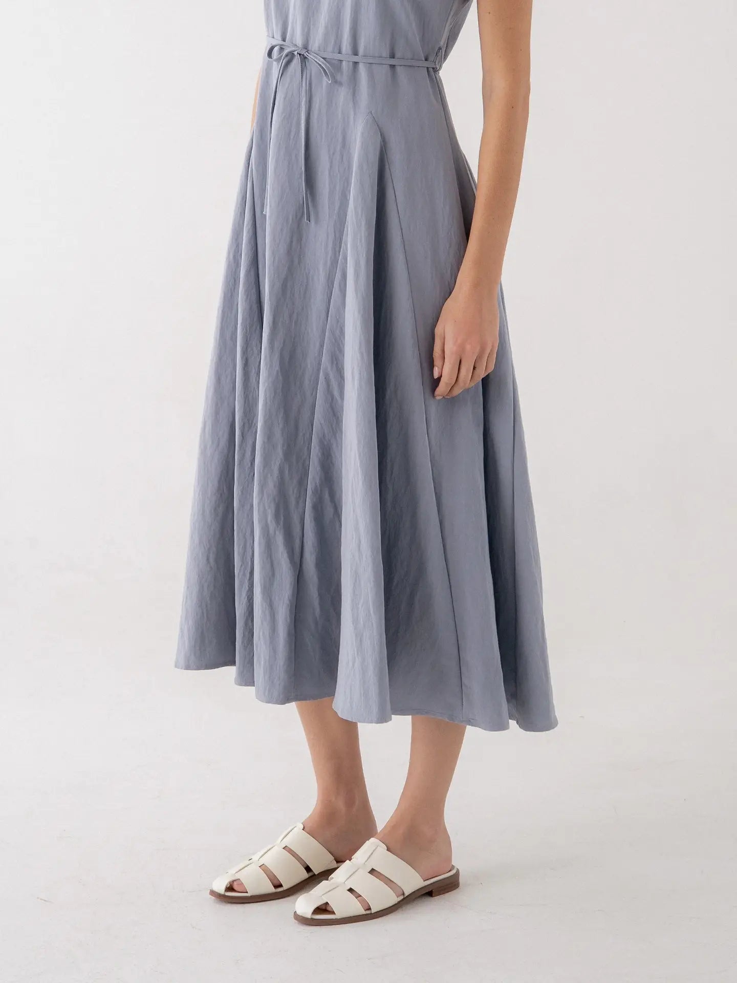 Modular Panel Midi Dress with Tie Waist