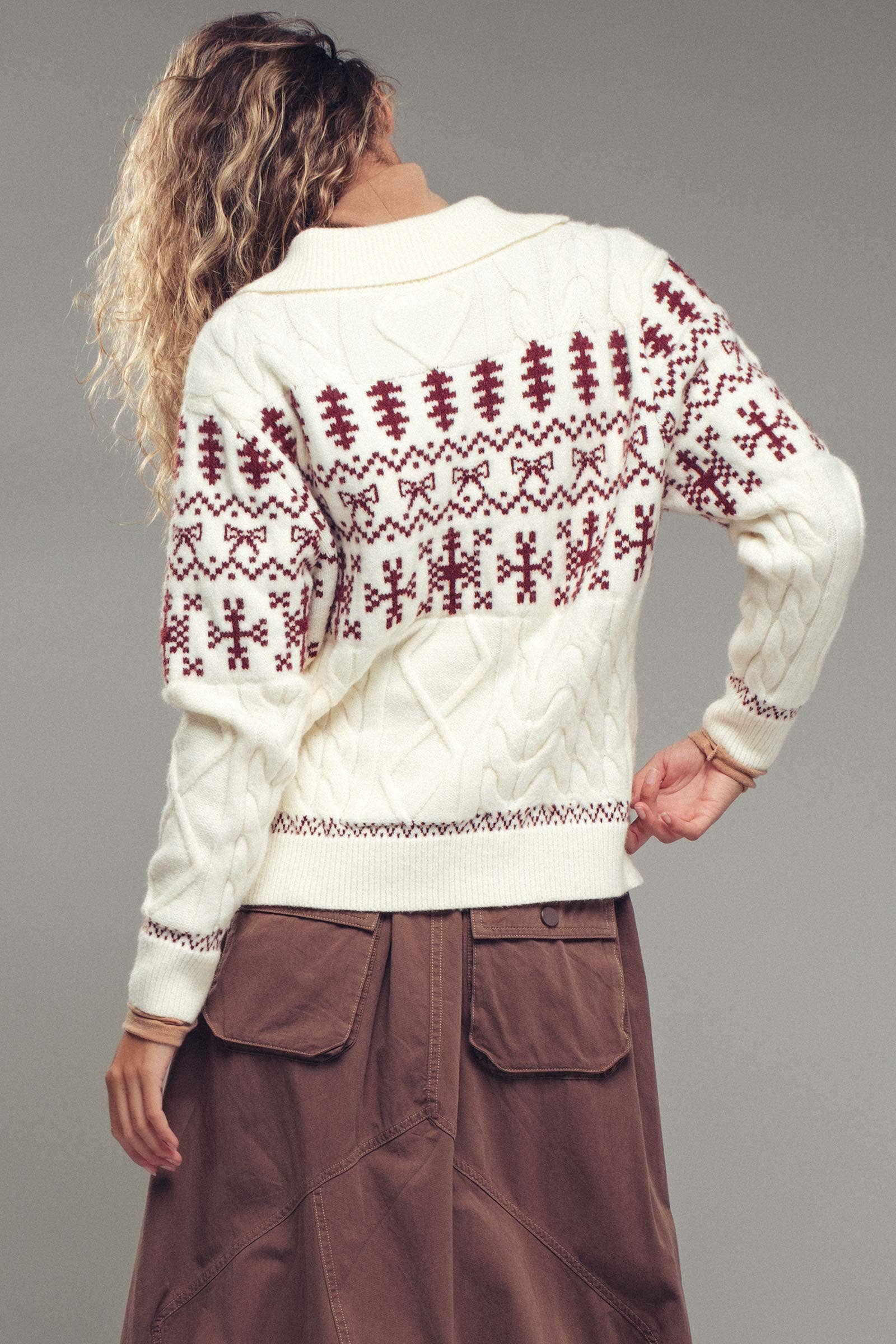 Fair Isle Toggle Cardigan