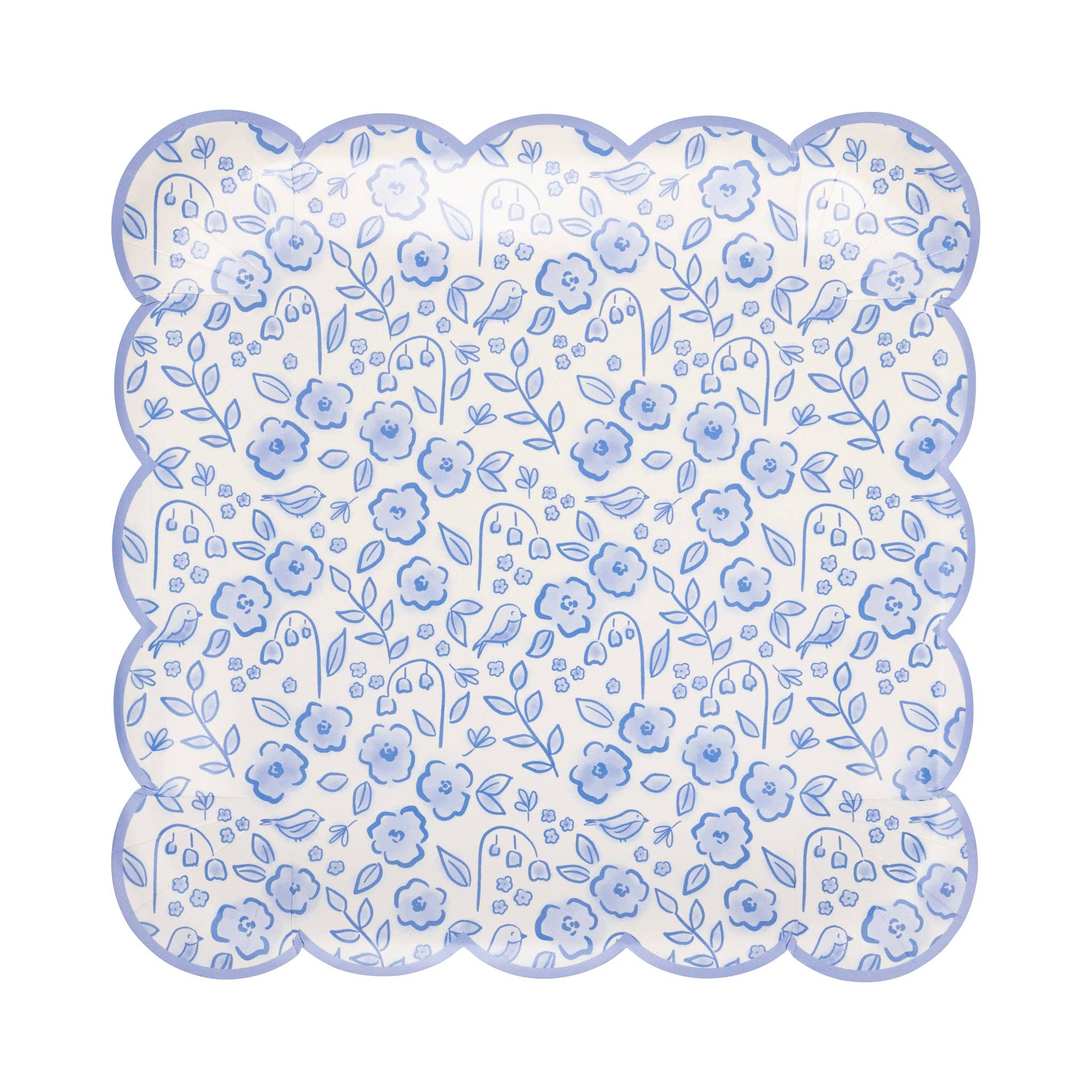 Blue Floral Paper Plate