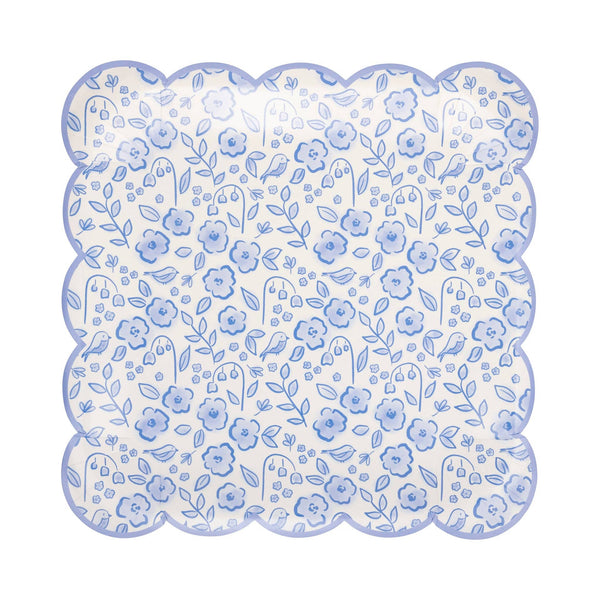 Blue Floral Paper Plate