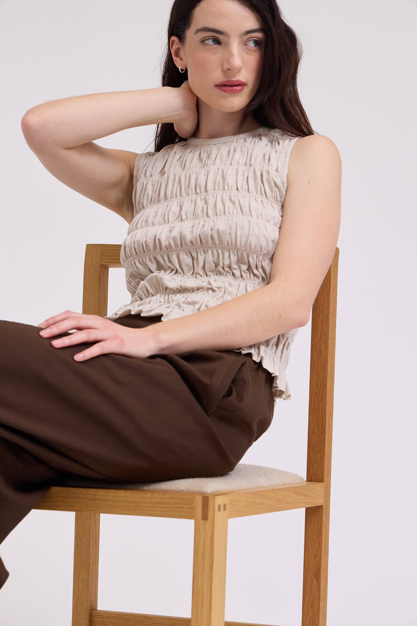 Smocked Ruffle Sleeve Tee