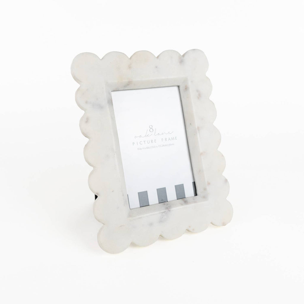 White Scalloped Marble Picture Frame