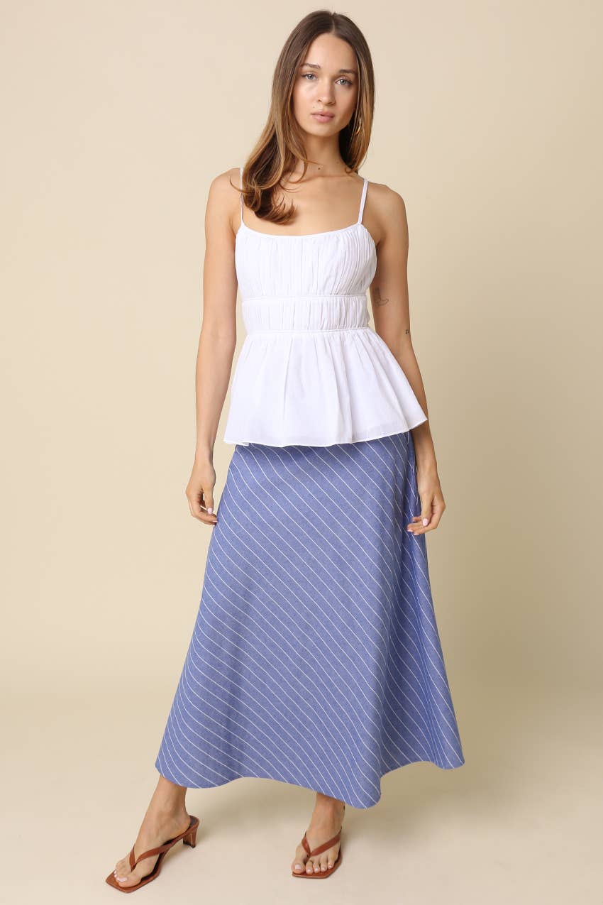 Lena Diagonal Stripe A-Line Maxi Skirt