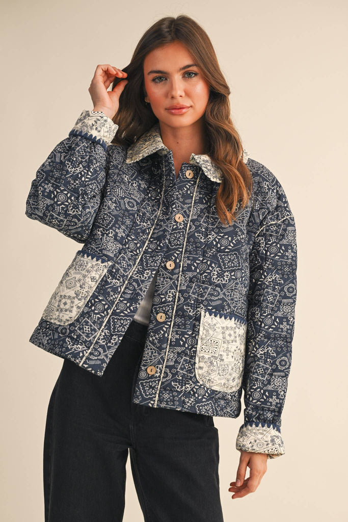 Quilted Bandana Print Jacket