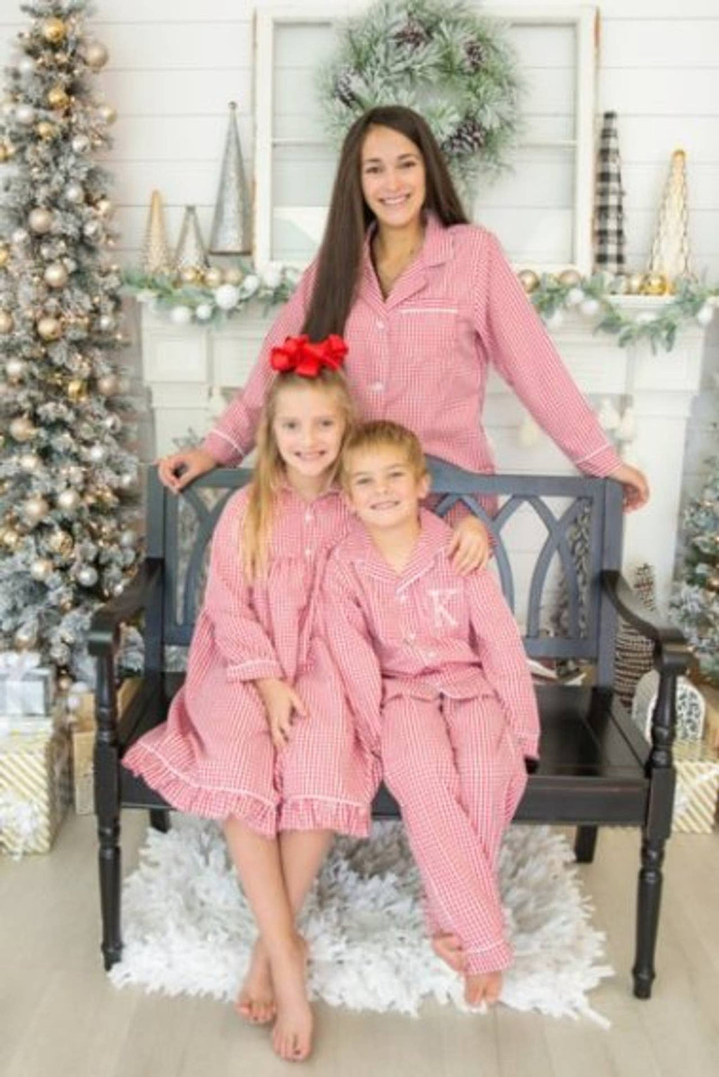 Red Gingham Youth Pajama Pant Set